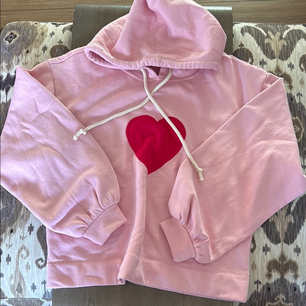 LOFT NWOT Pink Hoodie with Red Heart SIZE M